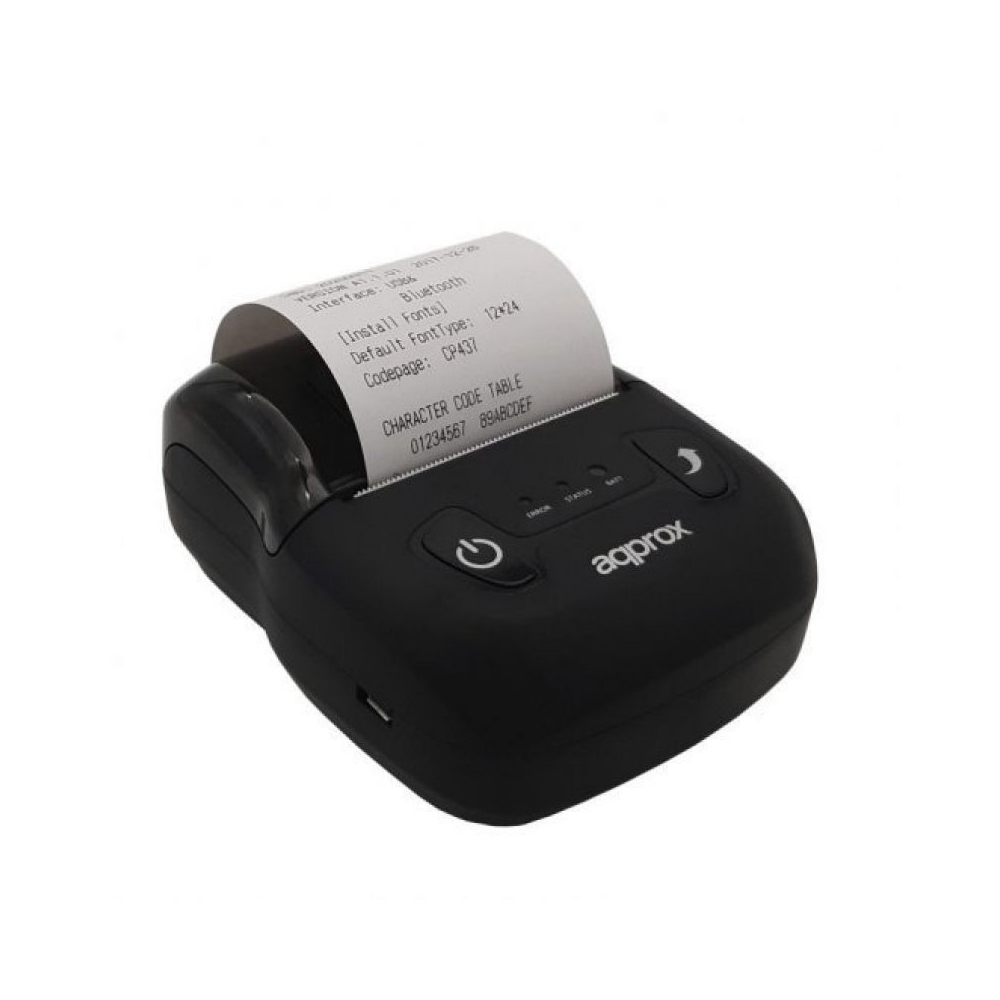 Impresora de Tickets Approx appPOS58PORTABLE+/ Térmica/ Ancho papel 58mm/ USB-Bluetooth/ Negra - Imagen 1