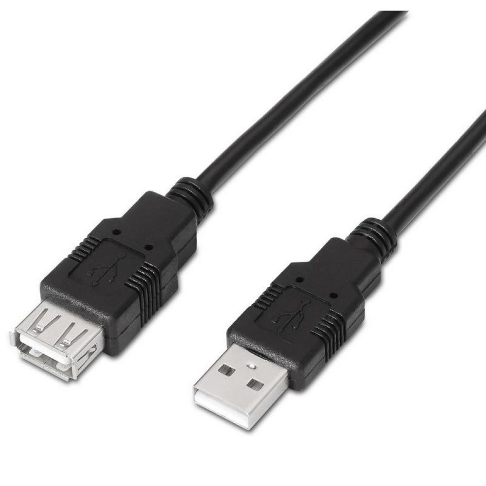 Cable Alargador USB 2.0 Aisens A101-0016/ USB Macho - USB Hembra/ 1.8m/ Negro - Imagen 1