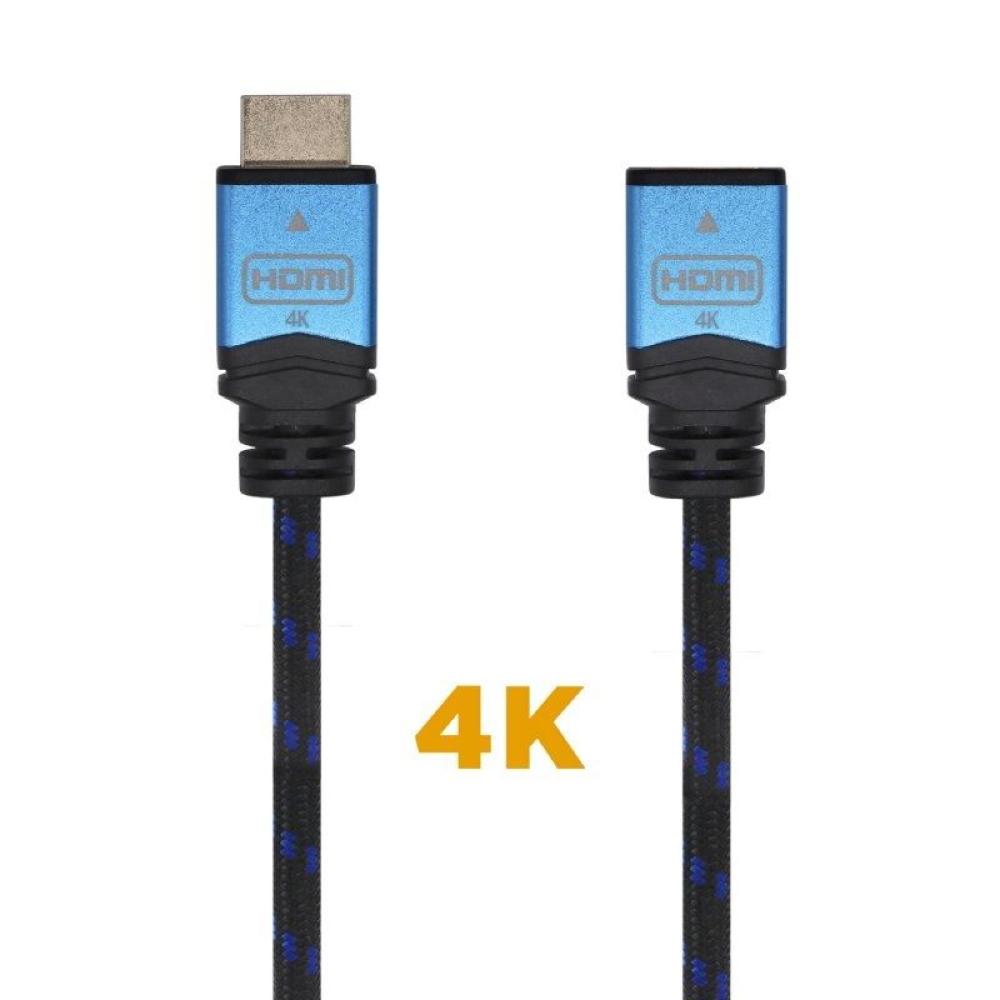 Cable Alargador HDMI Aisens A120-0453/ HDMI Macho - HDMI Hembra/ 2m/ Negro/ Azul - Imagen 1