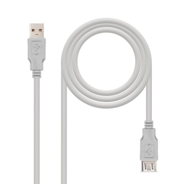 Cable Alargador USB 2.0 Nanocable 10.01.0202/ USB Macho - USB Hembra/ 1m/ Beige - Imagen 2