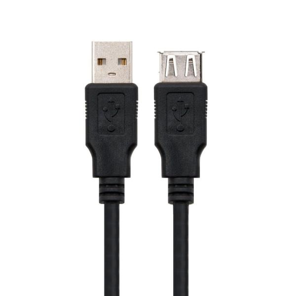 Cable Alargador USB 2.0 Nanocable 10.01.0202-BK/ USB Macho - USB Hembra/ 1m/ Negro - Imagen 2
