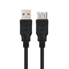 Cable Alargador USB 2.0 Nanocable 10.01.0202-BK/ USB Macho - USB Hembra/ 1m/ Negro - Imagen 2