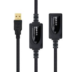 Cable Alargador USB 2.0 Nanocable 10.01.0212/ USB Macho - USB Hembra/ 10m/ Negro - Imagen 2