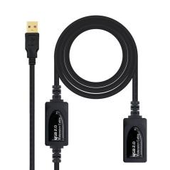 Cable Alargador USB 2.0 Nanocable 10.01.0213/ USB Macho - USB Hembra/ 15m/ Negro - Imagen 1