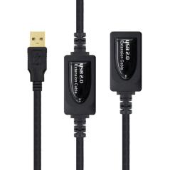 Cable Alargador USB 2.0 Nanocable 10.01.0213/ USB Macho - USB Hembra/ 15m/ Negro - Imagen 2