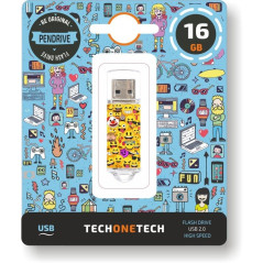 Pendrive 16GB Tech One Tech Emojis USB 2.0 - Imagen 1