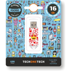 Pendrive 16GB Tech One Tech Emojis Heart Eyes USB 2.0 - Imagen 1