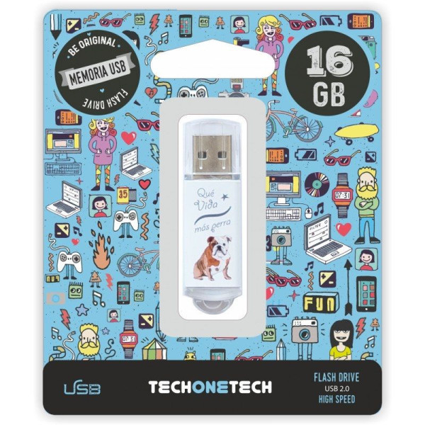 Pendrive 16GB Tech One Tech Que vida mas Perra USB 2.0 - Imagen 1