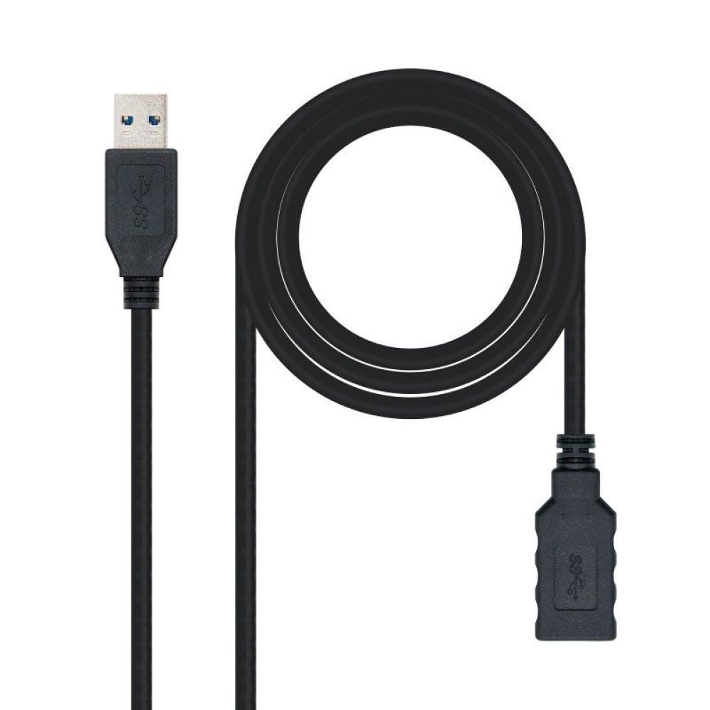 Cable Alargador USB 3.0 Nanocable 10.01.0901-BK/ USB Macho - USB Hembra/ 1m/ Negro - Imagen 1