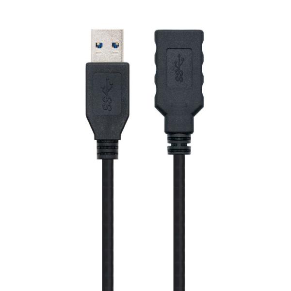 Cable Alargador USB 3.0 Nanocable 10.01.0901-BK/ USB Macho - USB Hembra/ 1m/ Negro - Imagen 2