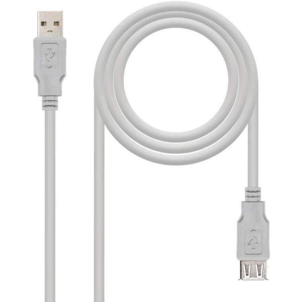Cable Alargador USB 2.0 Nanocable 10.01.0204/ USB Macho - USB Hembra/ 3m/ Beige - Imagen 2