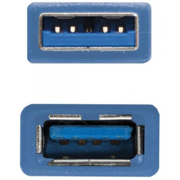 Cable Alargador USB 3.0 Nanocable 10.01.0902-BL/ USB Macho - USB Hembra/ 2m/ Azul - Imagen 3
