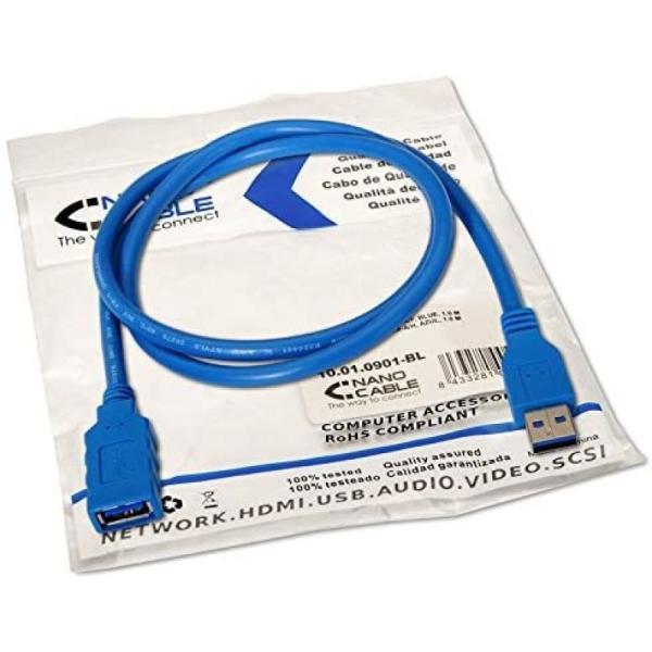 Cable Alargador USB 3.0 Nanocable 10.01.0902-BL/ USB Macho - USB Hembra/ 2m/ Azul - Imagen 5
