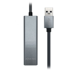 Hub USB 3.0 Aisens A106-0401/ 3 Puertos USB/ 1 RJ45/ Gris - Imagen 2