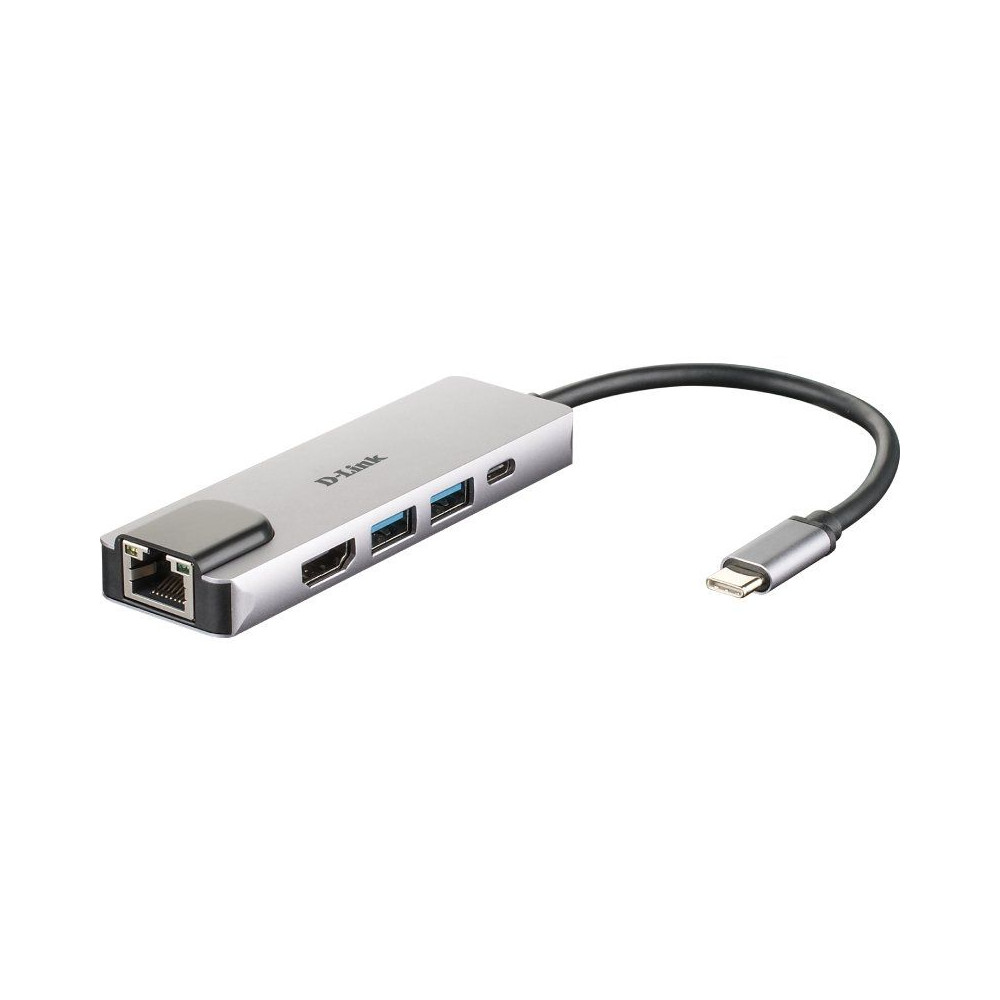 Hub USB 3.0 Tipo-C D-Link DUB-M520/ 2 Puertos USB/ 1 HDMI/ 1 RJ45/ 1 Thunderbolt/ Gris - Imagen 1