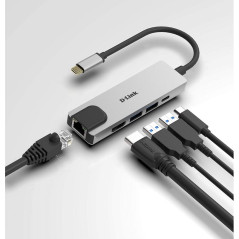 Hub USB 3.0 Tipo-C D-Link DUB-M520/ 2 Puertos USB/ 1 HDMI/ 1 RJ45/ 1 Thunderbolt/ Gris - Imagen 3