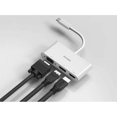 Hub USB 2.0 D-Link DUB-V310/ 1 HDMI/ 1 Displayport/ 1 VGA/ Blanco - Imagen 3
