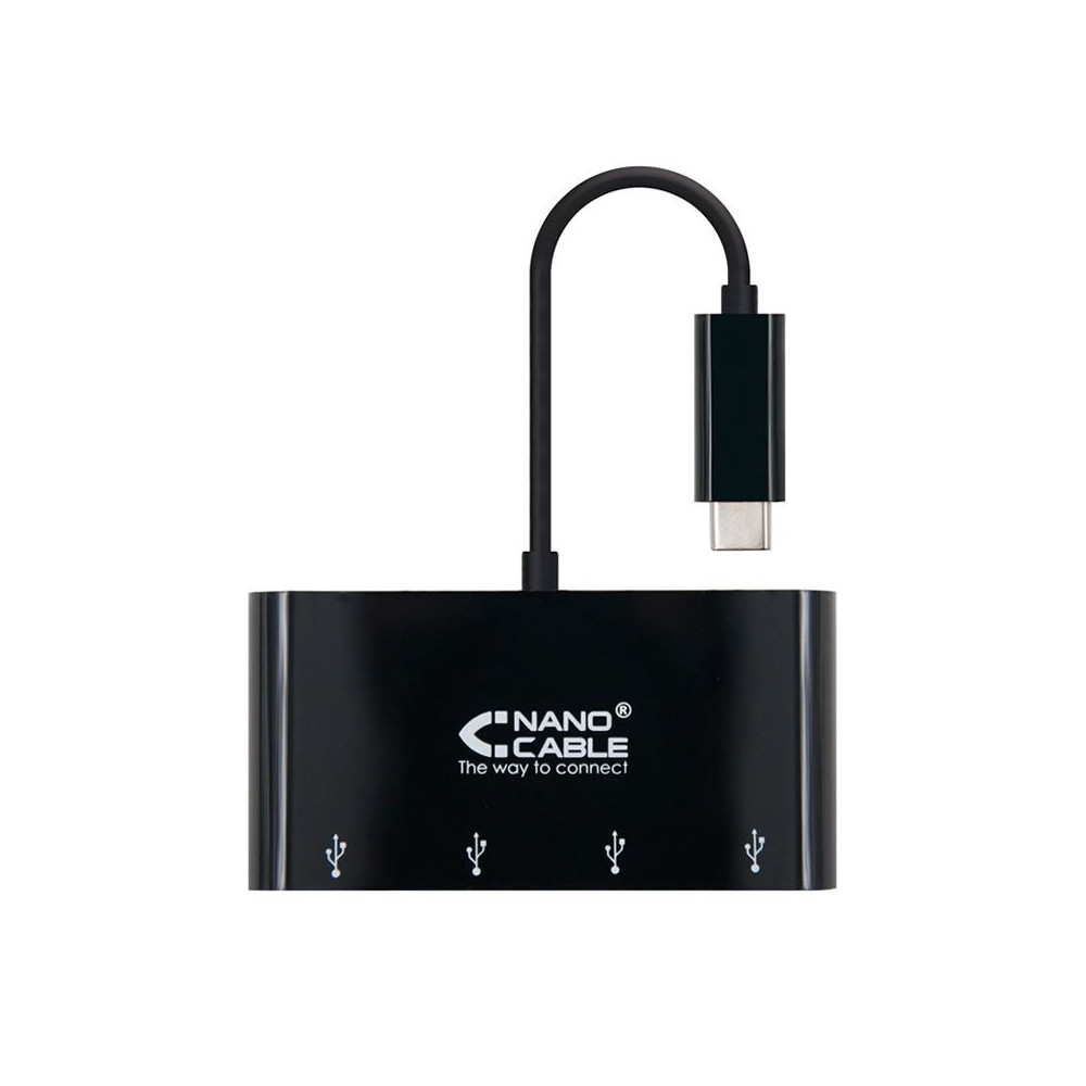 Hub USB 3.0 Tipo-C Nanocable 10.16.4401-BK / 4 Puertos USB 3.0 - Imagen 1