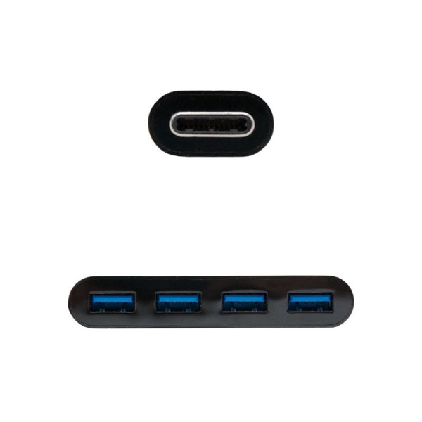 Hub USB 3.0 Tipo-C Nanocable 10.16.4401-BK / 4 Puertos USB 3.0 - Imagen 2