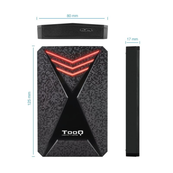 Caja Externa Gaming para Disco Duro de 2.5' TooQ TQE-2550RGB/ USB 3.1/ Sin tornillos - Imagen 2