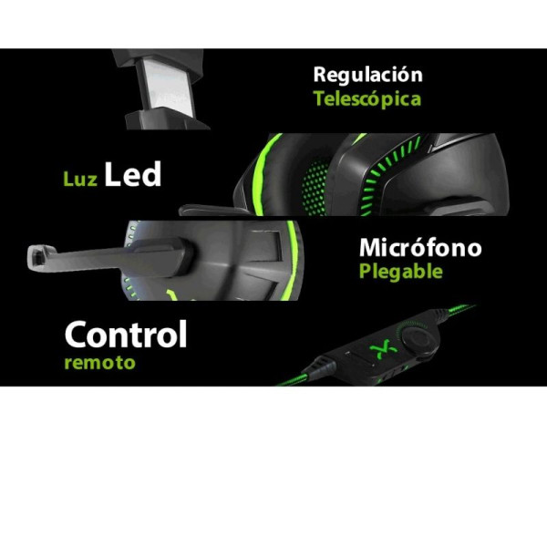 Auriculares Gaming con Micrófono Droxio Leyon Jack 3.5/ USB 2.0/ Verdes - Imagen 3