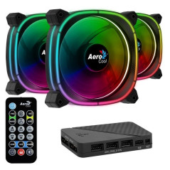 Pack 3 Ventiladores Aerocool Astro 12 Pro/ 12cm + H66F HUB + Mando a Distancia - Imagen 1