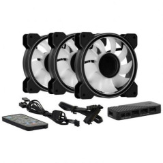 Pack 3 Ventiladores Aerocool Mirage 12 ARGB Pro/ 12cm + H66F HUB + Mando a Distancia - Imagen 4