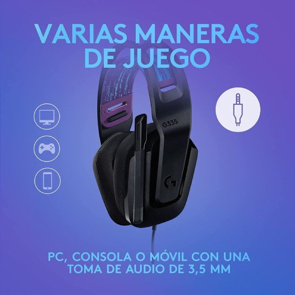 Auriculares Logitech G335/ con Micrófono/ Jack 3.5/ Negros - Imagen 2