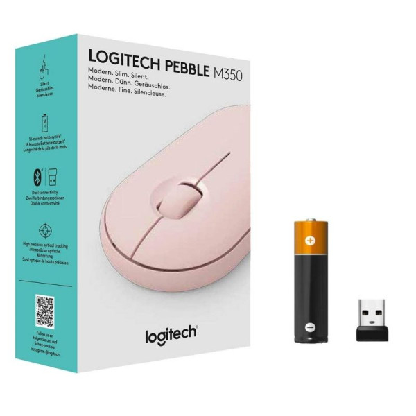 Ratón Inalámbrico por Bluetooth/ 2.4GHz Logitech Pebble M350/ Hasta 1000 DPI/ Rosa - Imagen 2