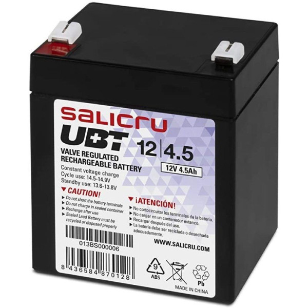 Batería Salicru UBT 12/4,5 compatible con SAI Salicru según especificaciones - Imagen 1