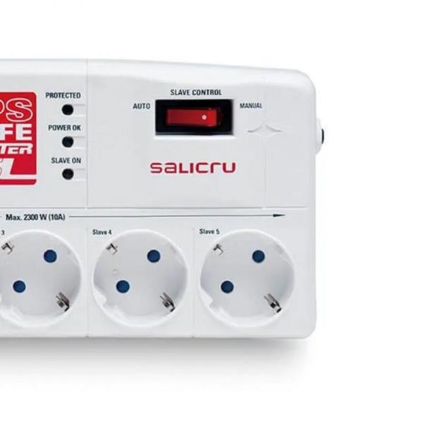 Regleta con interruptor Salicru SAFE MASTER/ 5 Tomas de corriente/ 1 Master/ 2 USB/ Blanca - Imagen 2