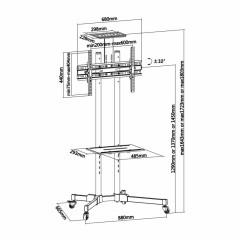 Soporte de Pie Inclinable Aisens FT70TE-035 para TV de 37-70'/ hasta 50kg - Imagen 3