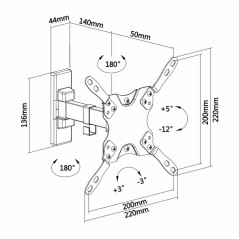 Soporte de Pared Extensible/ Giratorio/ Inclinable/ Nivelable Aisens WT42TSLE-009 para TV de 13-42'/ hasta 20kg - Imagen 5