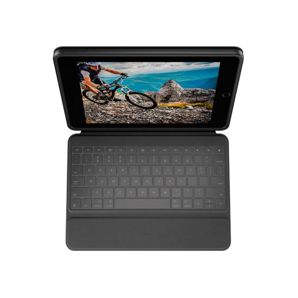 Funda con Teclado Logitech Rugged Folio para Tablets Apple Ipad 7ª y 8ª Generación 10.2'/ Negro - Imagen 1