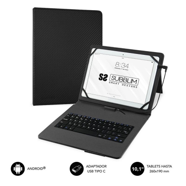 Funda con Teclado Subblim Keytab Pro USB para Tablets de 10.1'/ Negra - Imagen 1
