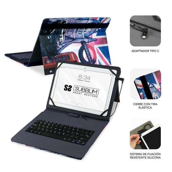 Funda con Teclado Subblim Keytab Pro USB England para Tablets de 10.1' - Imagen 2