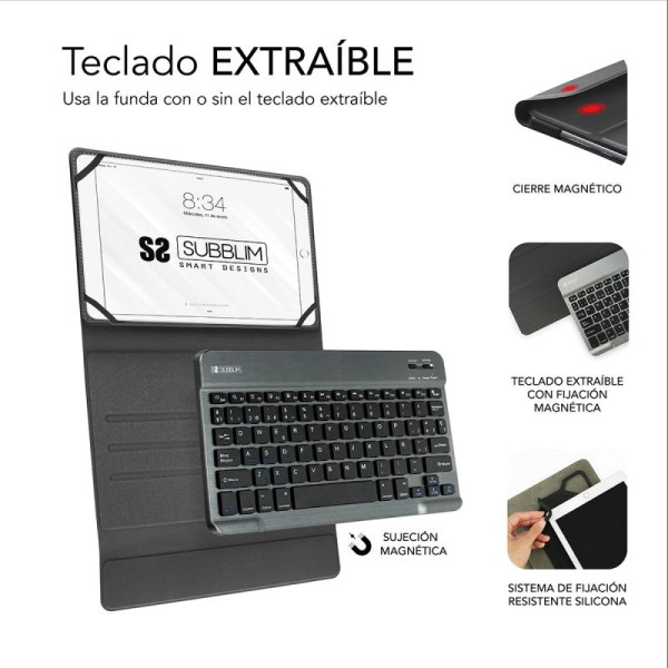 Funda con Teclado Subblim Keytab Pro Bluetooth para Tablets de 10.1'/ Negra - Imagen 3