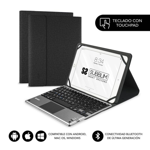 Funda con Teclado Subblim Keytab Pro Bluetooth Touchpad para Tablets de 10.1'/ Negra - Imagen 1