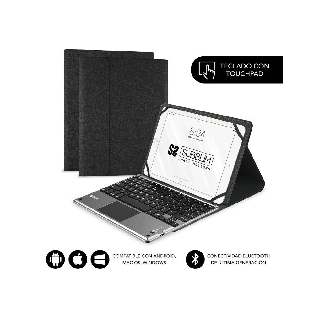 Funda con Teclado Subblim Keytab Pro Bluetooth Touchpad para Tablets de 10.1'/ Negra - Imagen 1