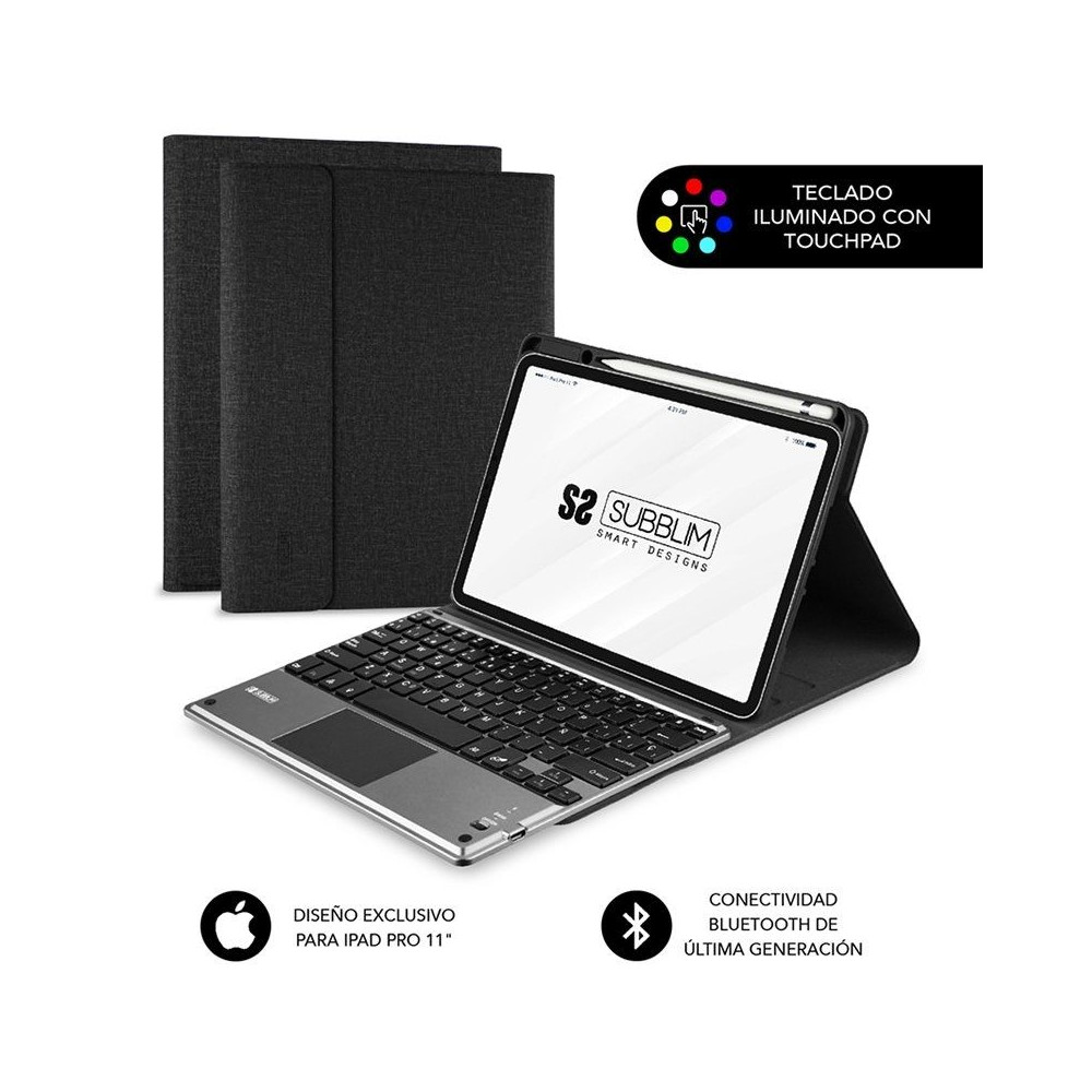 Funda con Teclado Subblim Keytab Pro Bluetooth Touchpad para Tablets Apple iPad Pro de 11' 2020/ Negra - Imagen 1