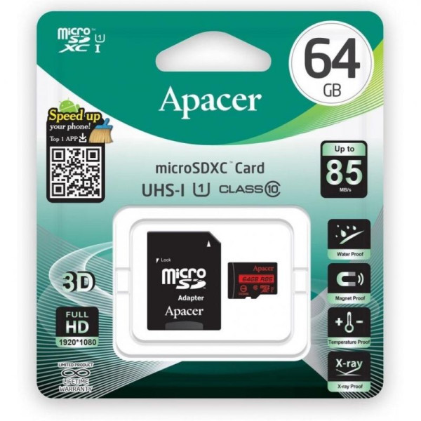 Tarjeta de Memoria Apacer 64GB XC UHS 1 con Adaptador/ Clase 10/ 85MBs - Imagen 3