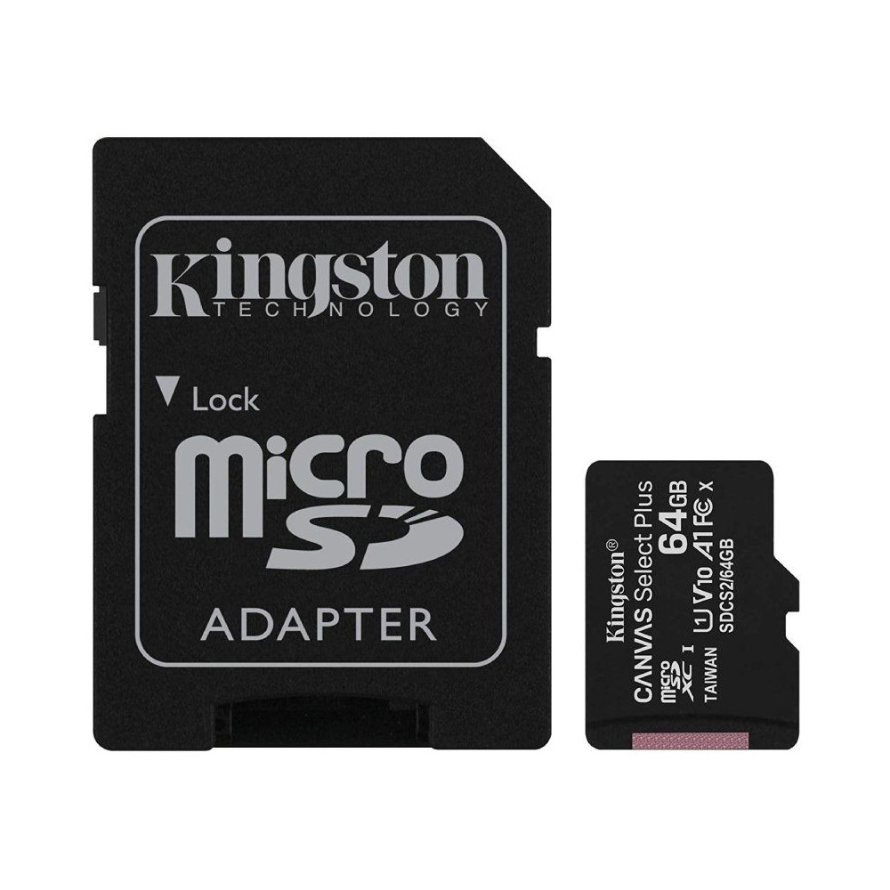 Tarjeta de Memoria Kingston CANVAS Select Plus 64GB microSD XC con Adaptador/ Clase 10/ 100MBs - Imagen 1
