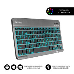 Teclado Compacto Inalámbrico por Bluetooth Subblim Smart Backlit/ Gris - Imagen 1