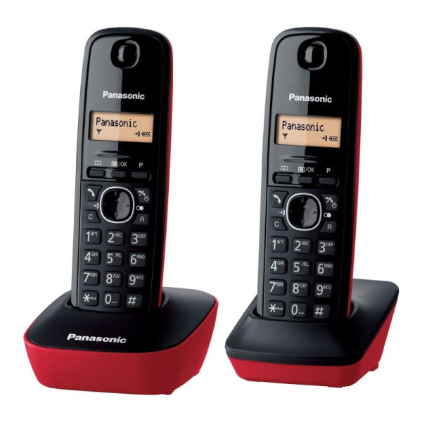 Teléfono Inalámbrico Panasonic KX-TG1612/ Pack DUO/ Negro y Rojo - Imagen 1