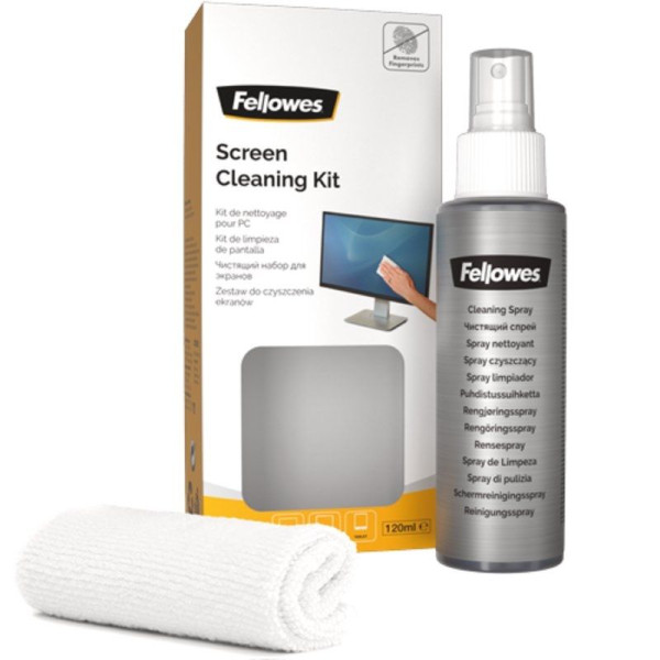 Kit Limpiador de Pantallas Fellowes Screen Cleaning Kit 9930501/ Spray 120ml + Gamuza Microfibra - Imagen 1