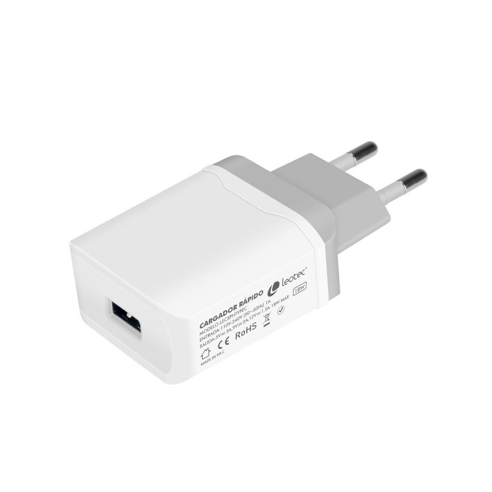 Cargador de Pared Leotec LECSPHTYPEC/ 1xUSB/ 3A + Cable USB-A a USB-C - Imagen 1