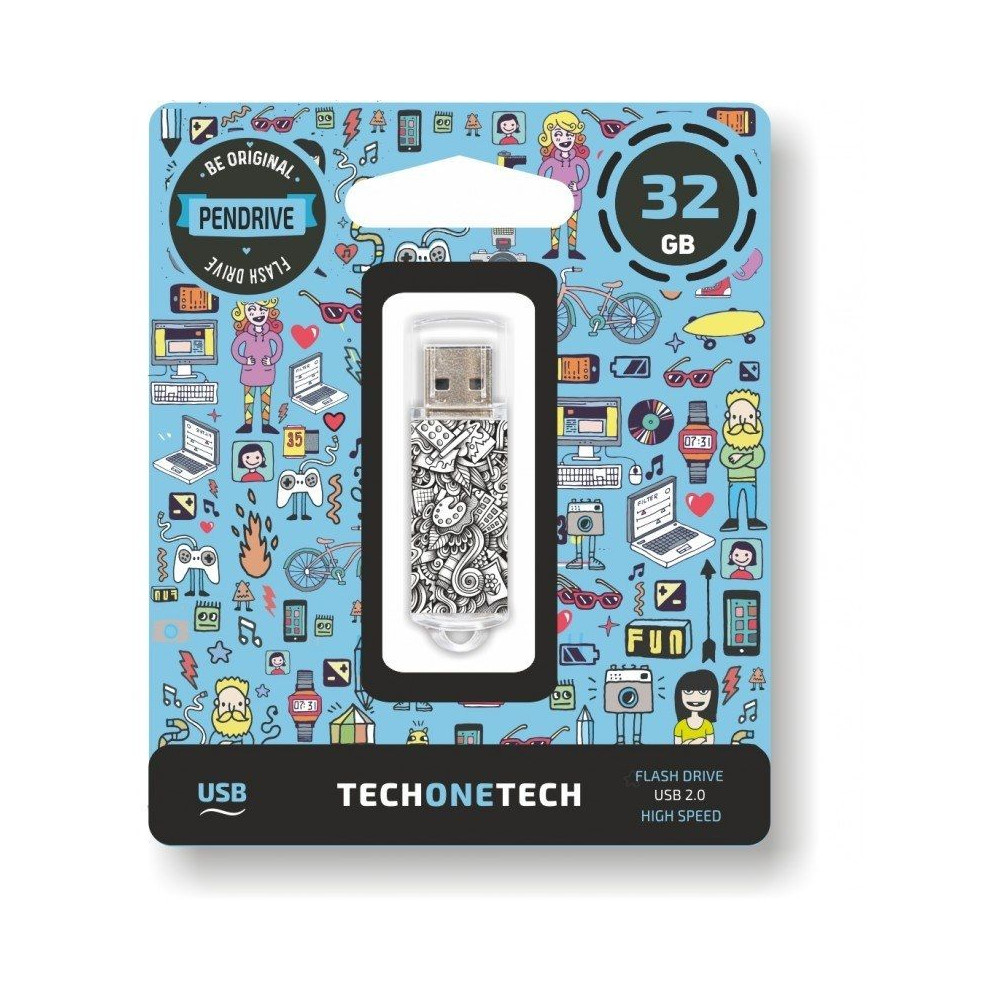 Pendrive 32GB Tech One Tech Art-Deco USB 2.0 - Imagen 1