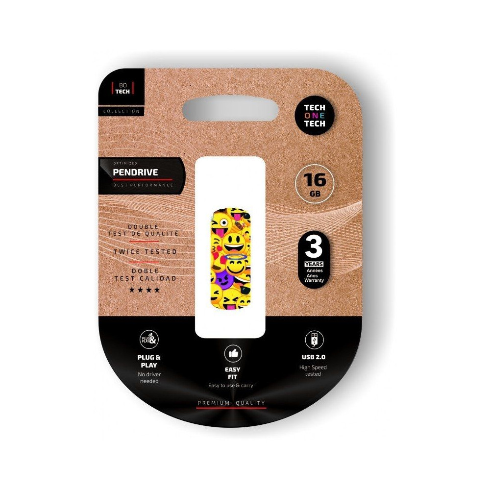 Pendrive 16GB Tech One Tech Emoji collage USB 2.0 - Imagen 1