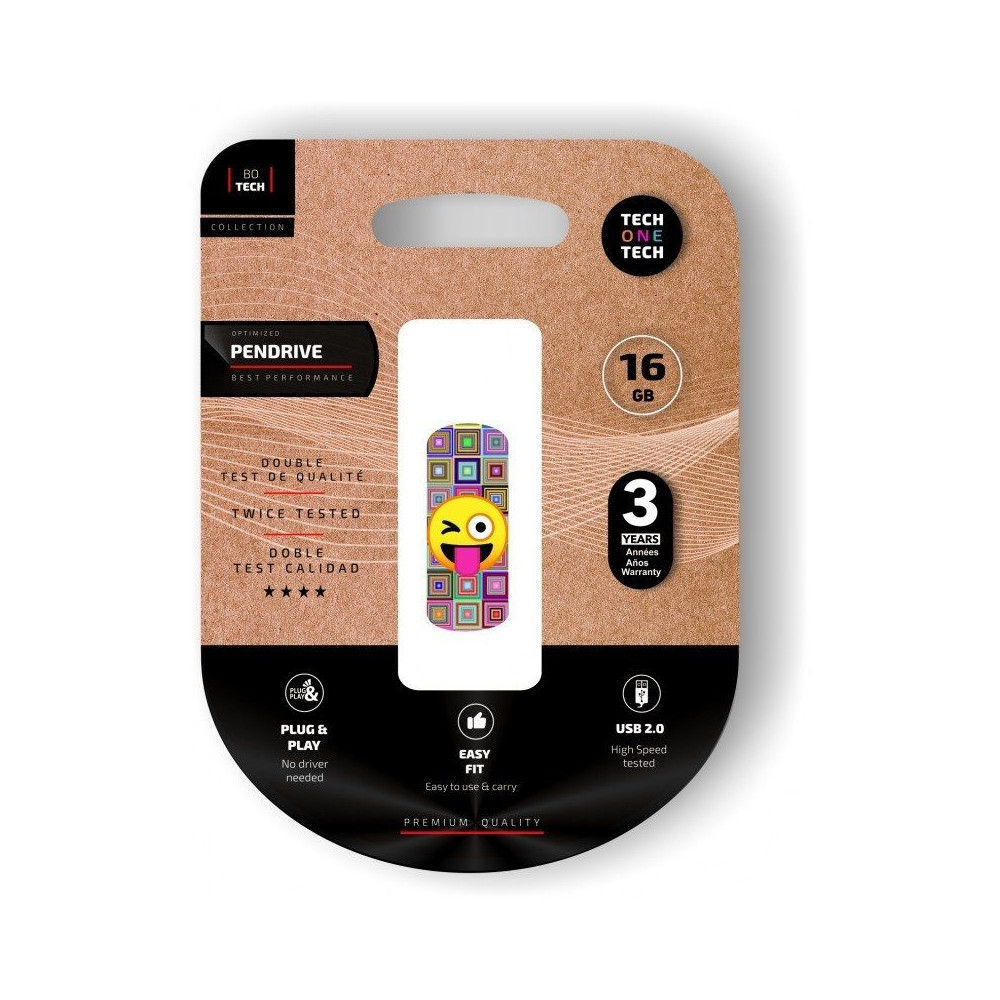 Pendrive 16GB Tech One Tech Emoji guiño USB 2.0 - Imagen 1