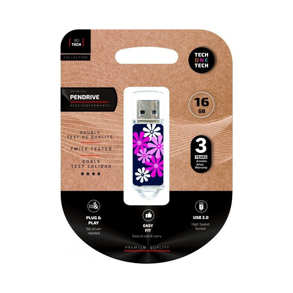 Pendrive 16GB Tech One Tech Flower Power USB 2.0 - Imagen 1